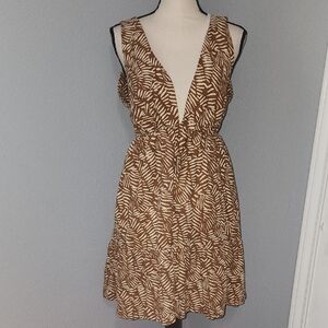 House of Harlow 1960 Brown Leaf Print Mini Dress